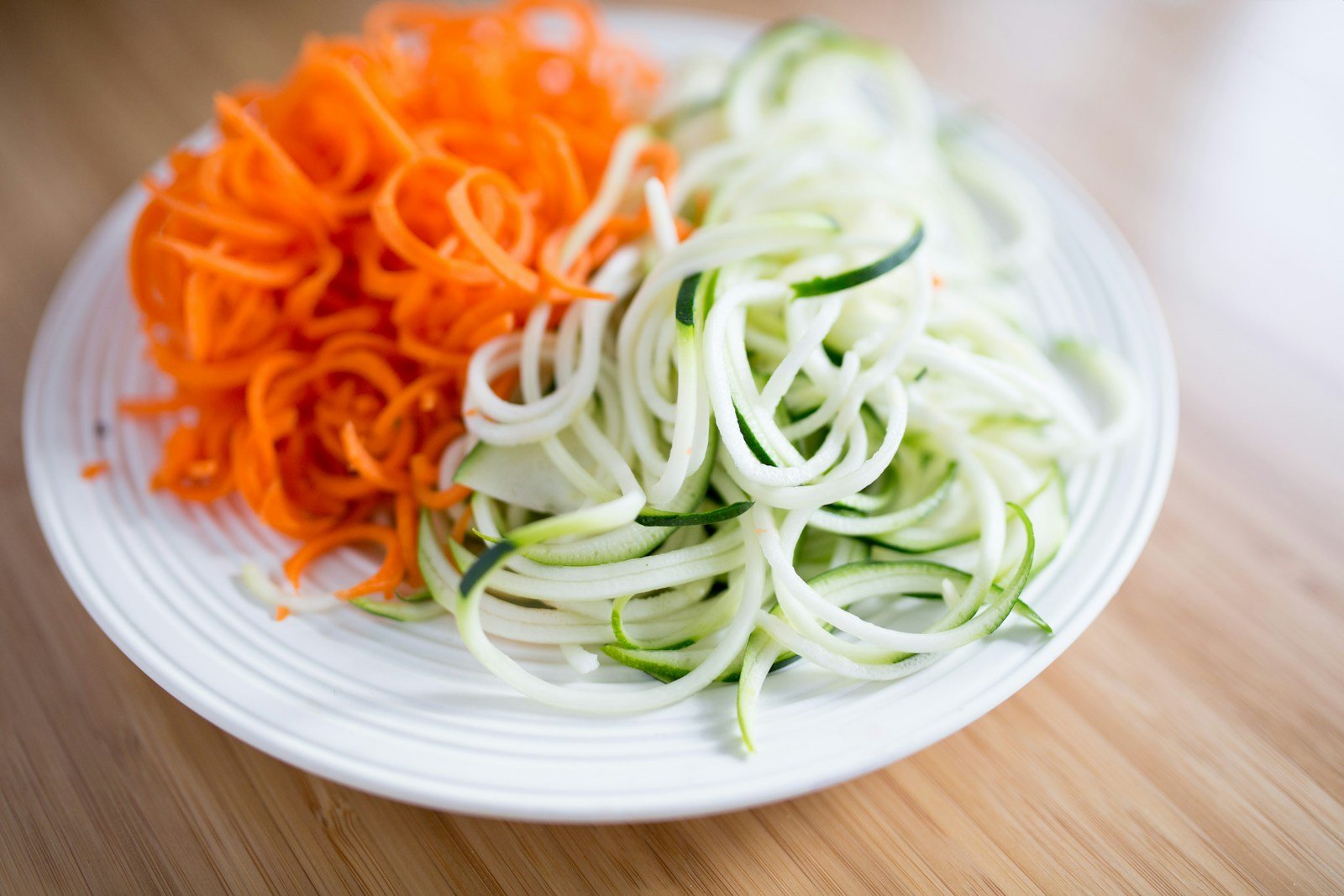Spiralised zucchini noodles.