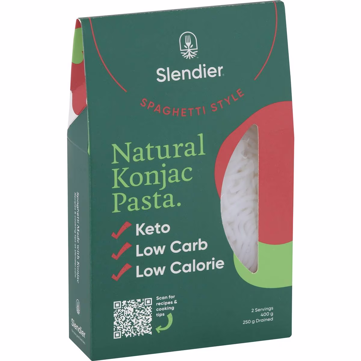 A packet of Slendier konjac spaghetti-style noodles.